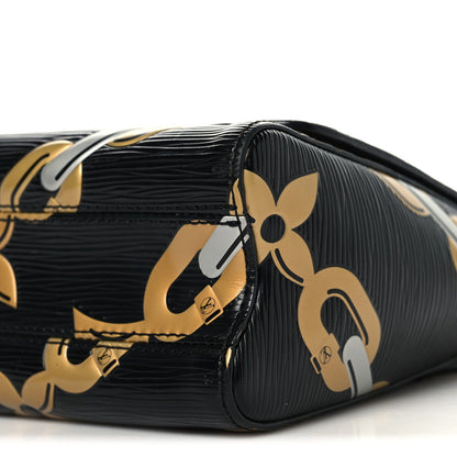 Epi Chain Flower Twist Shoulder Bag MM Black