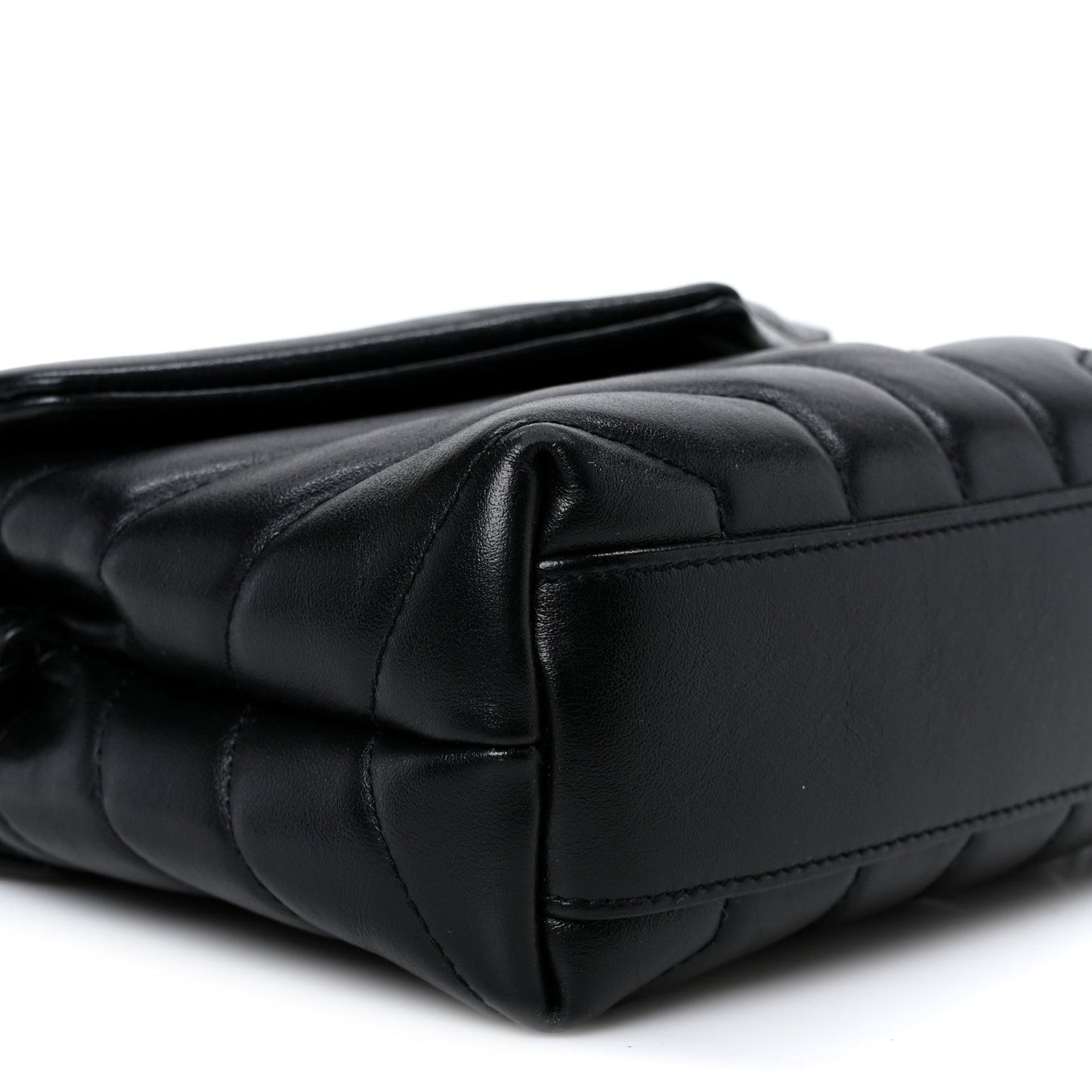 Calfskin Y Quilted Monogram Monochrome Toy Loulou Crossbody Bag Black