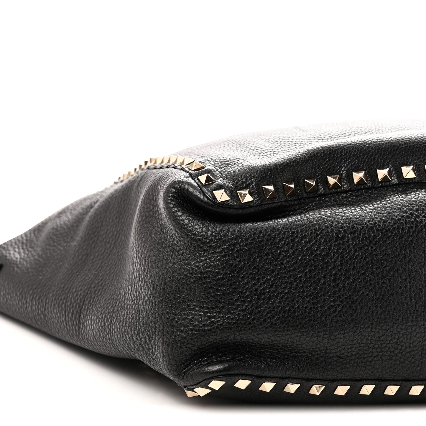 Grained Calfskin Medium Rockstud Reversible Tote Black Rose Violet
