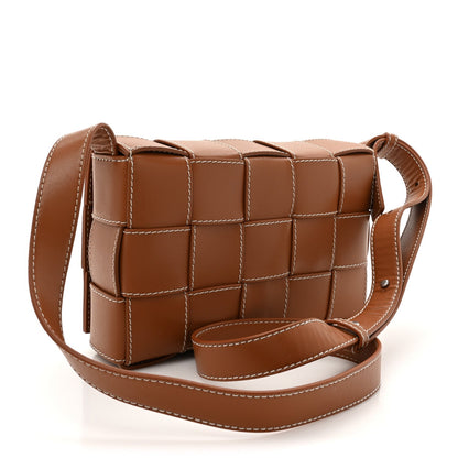 Lambskin Maxi Intrecciato Edge Stitch Cassette Crossbody Bag Wood