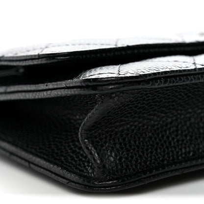 Caviar Quilted Wallet on Chain WOC Black