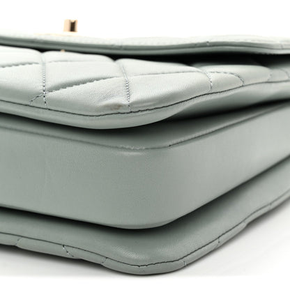 Lambskin Quilted Small Trendy CC Flap Dual Handle Bag Light Grey