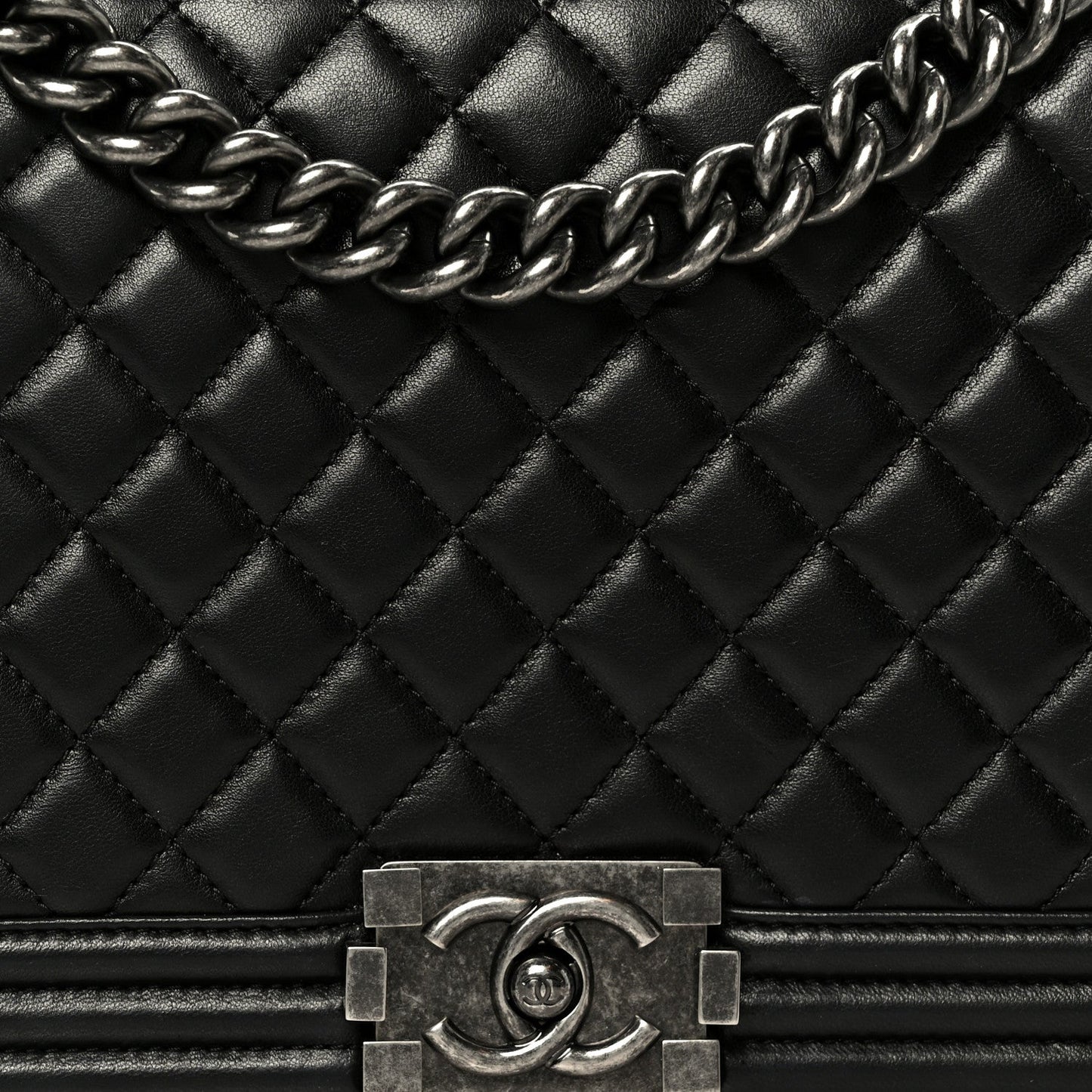 Calfskin Quilted New Medium Boy Flap Black