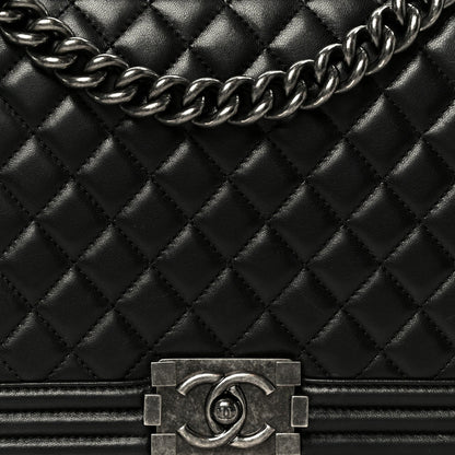 Calfskin Quilted New Medium Boy Flap Black