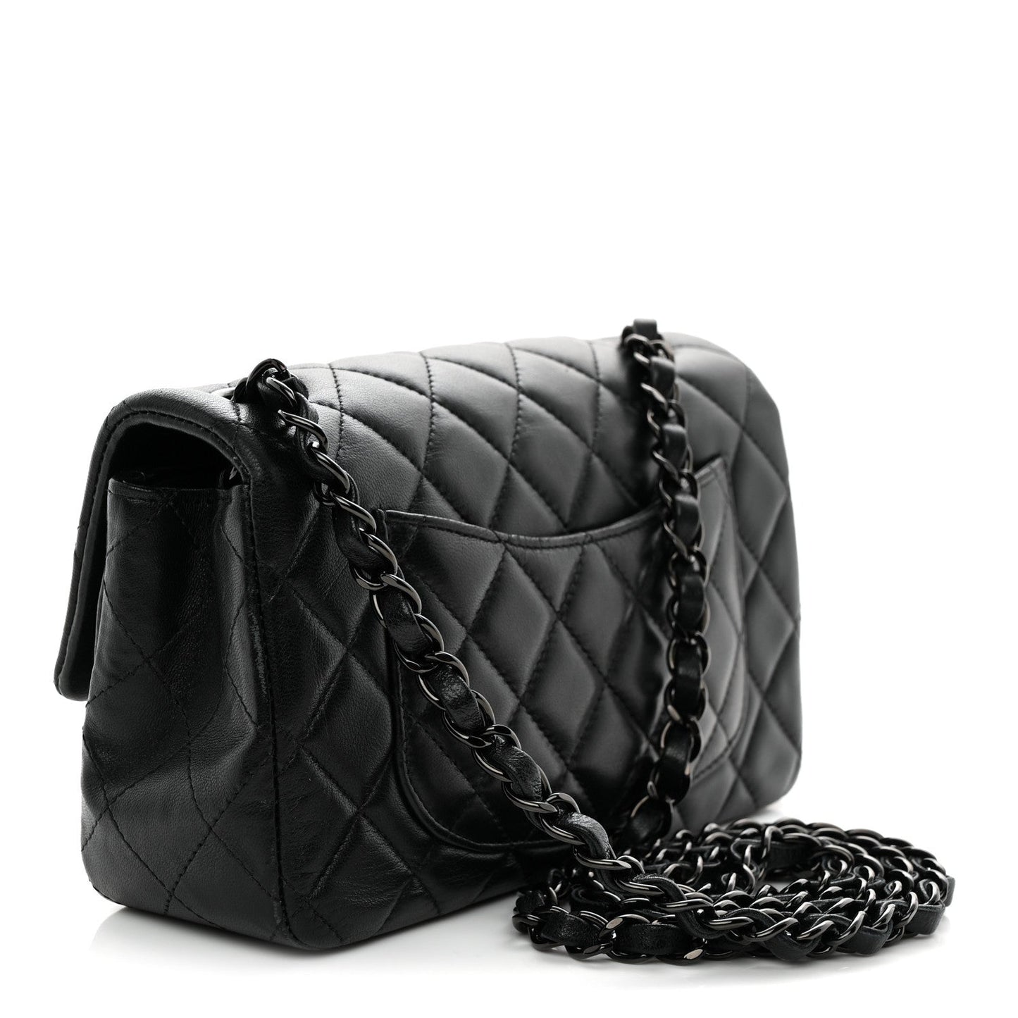 Lambskin Quilted Mini Rectangular Flap So Black