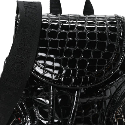 Calfskin Alligator Embossed Small Explorafunk Backpack Black