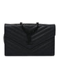 Grain De Poudre Matelasse Chevron Monogram Monochrome Envelope Chain Wallet Black
