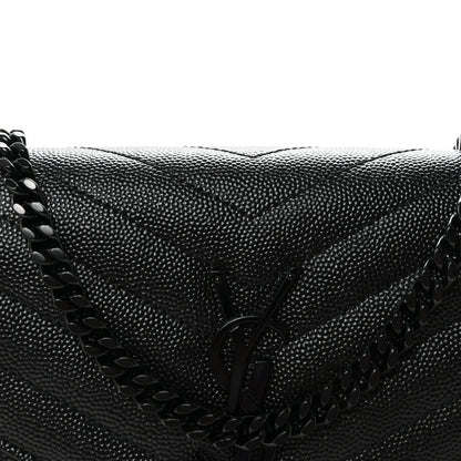 Grain De Poudre Matelasse Chevron Monogram Monochrome Chain Wallet Black