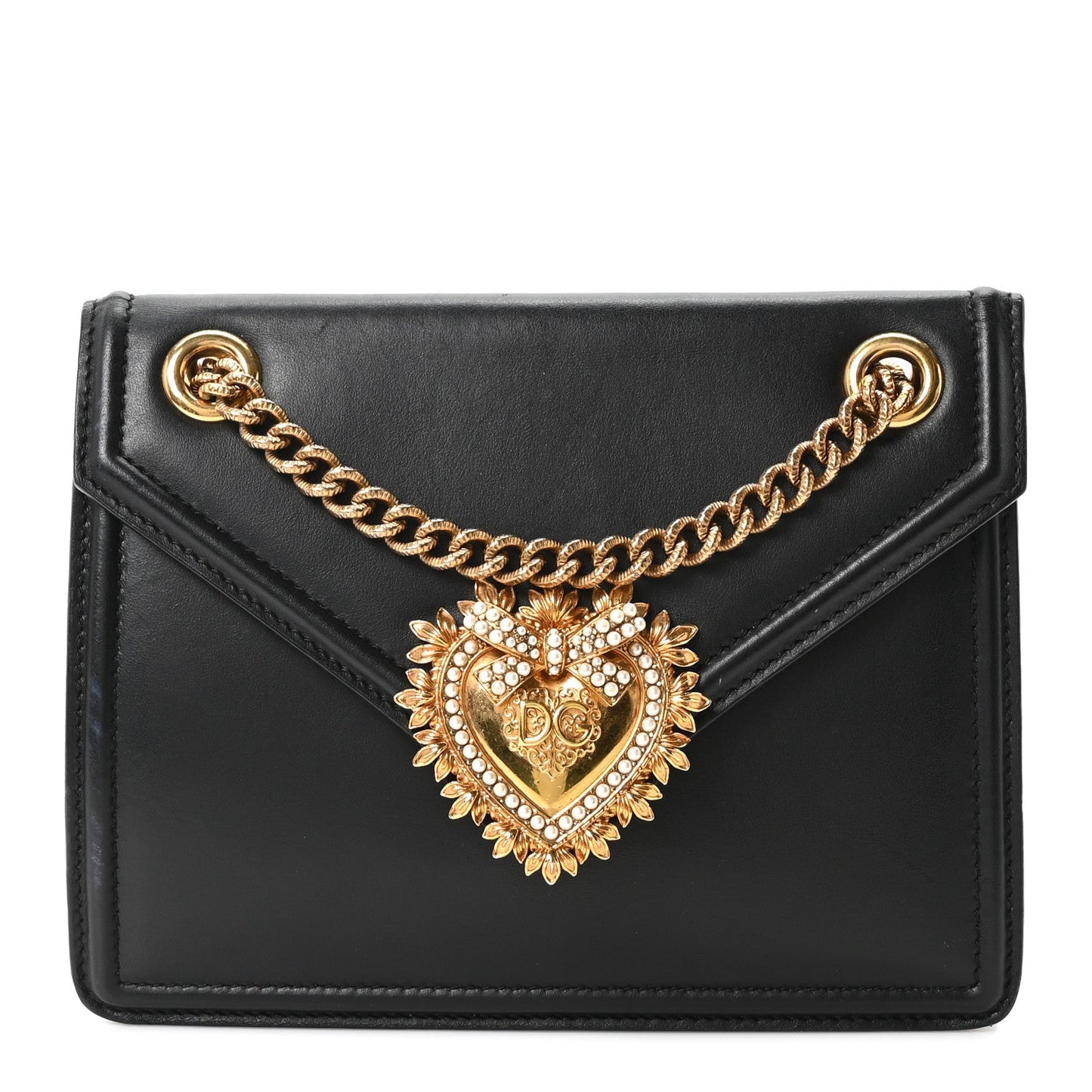 Smooth Calfskin Medium Devotion Crossbody Bag Black