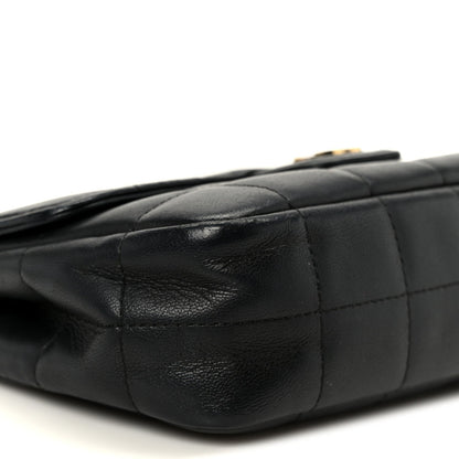 Lambskin Quilted Mini Chocolate Bar Flap Black