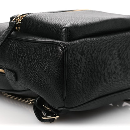 Pebbled Calfskin Soho Chain Backpack Black