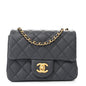 Lambskin Quilted Mini Pearl Crush Flap Dark Grey