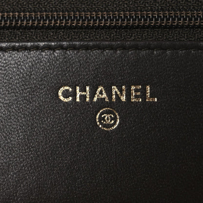 Lambskin Quilted Trendy CC Wallet On Chain WOC Dark Brown