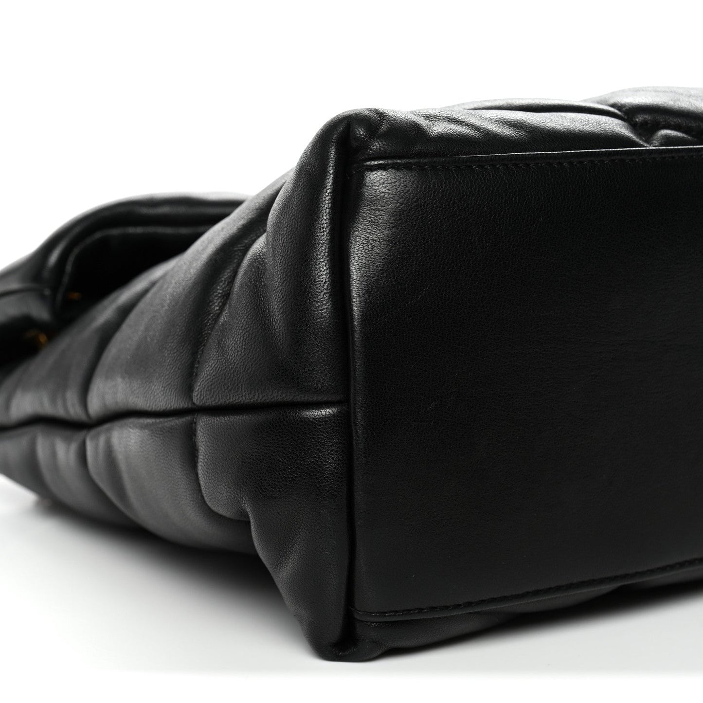 Lambskin Quilted Medium Loulou Puffer Monogram Chain Satchel Black
