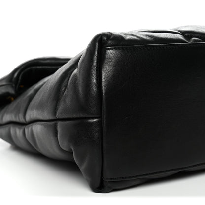 Lambskin Quilted Medium Loulou Puffer Monogram Chain Satchel Black