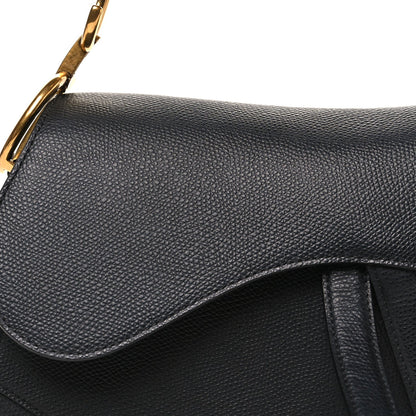 Grained Calfskin Saddle Bag Black