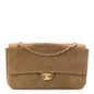 Suede Calfskin Small Souplissimo Maxi Flap Dark Beige