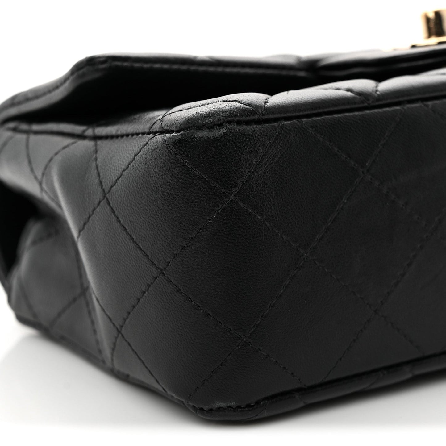 Lambskin Quilted Mini Rectangular Flap Black