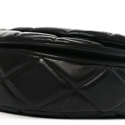 Lambskin Quilted Rocking Horse Shoulder Bag Black