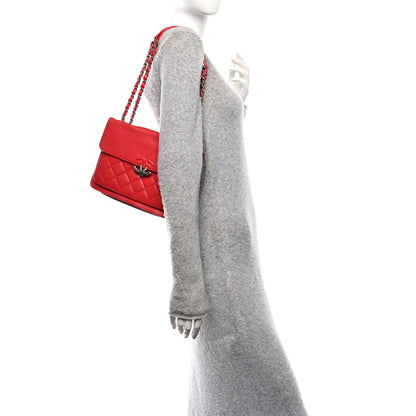 Caviar Quilted Small CC Box Top Flap Red