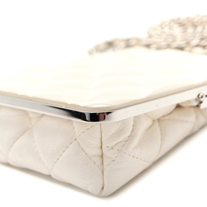 Lambskin Plexi Quilted CC Evening Clutch With Chain White
