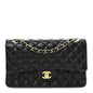Lambskin Quilted Medium Double Flap Black
