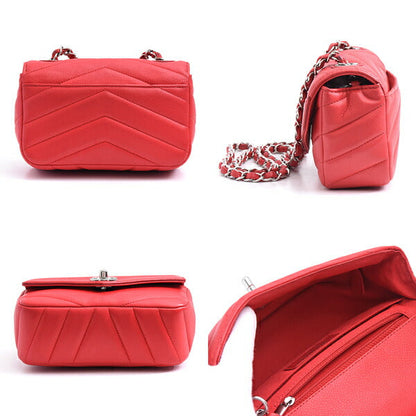 Chanel Caviar Skin Chevron V Stitch Chain Mini Shoulder Bag