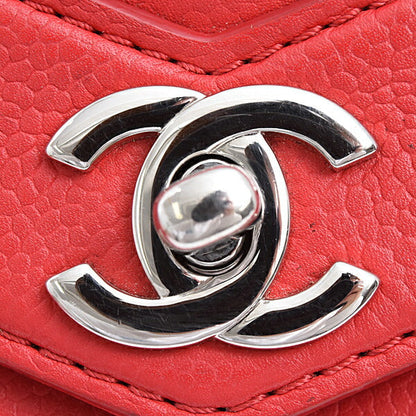 Chanel Caviar Skin Chevron V Stitch Chain Mini Shoulder Bag