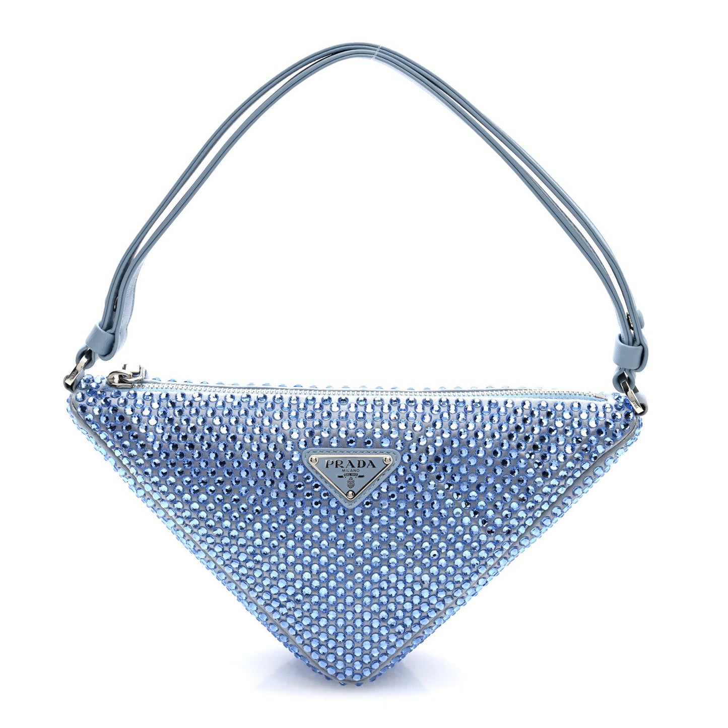 Satin Crystal Triangle Pouch Celeste