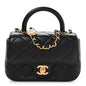Lambskin Quilted Bijoux Chain Mini Top Handle Flap Black