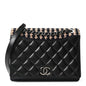 Tweed Calfskin Quilted Ballerine Flap Black Navy Beige
