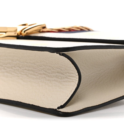 Textured Calfskin Bee Star Print Small Sylvie Shoulder Bag Mystic White