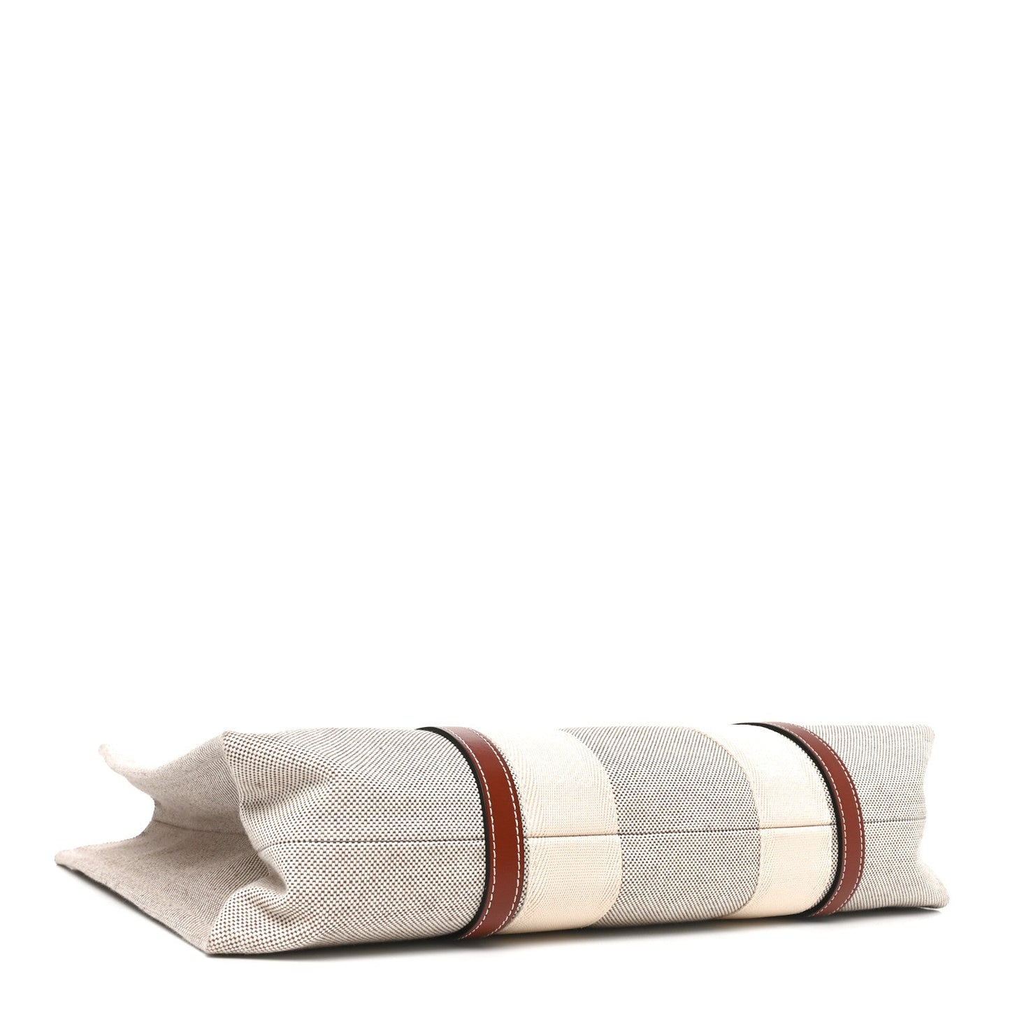 Cotton Calfskin Large Woody Ribbon Tote White Brown