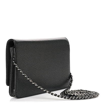 Metallic Caviar Timeless CC Wallet On Chain WOC Grey