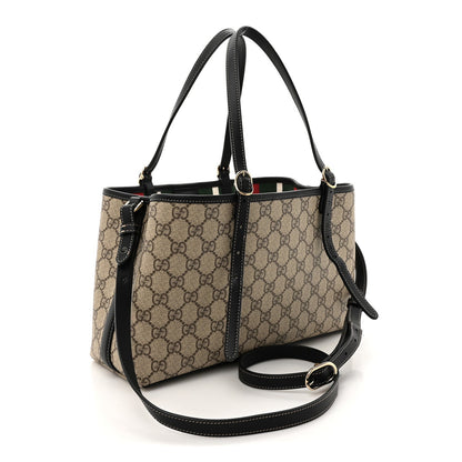 GG Supreme Monogram Emblem Small Tote Bag Beige Black