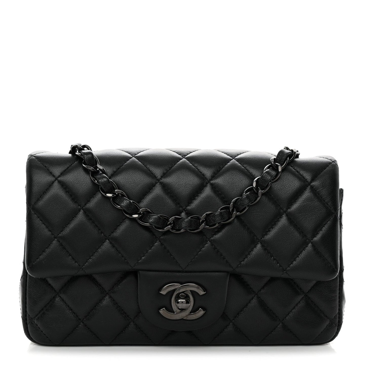 Lambskin Quilted Mini Rectangular Flap So Black