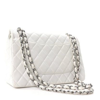 Caviar Quilted Jumbo Double Flap White