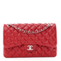 Caviar Quilted Jumbo Double Flap Red