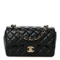 Lambskin Quilted Mini Rectangular Flap Black