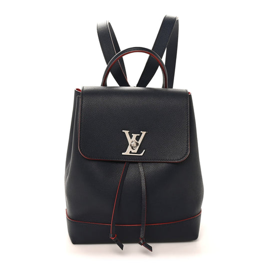 Soft Calfskin Lockme Backpack Marine Rouge