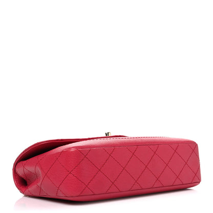 Goatskin Quilted Coco Curve Flap Messenger Flap Dark Pink