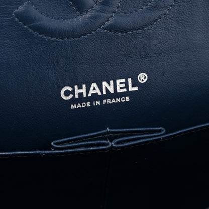 Caviar Quilted Medium Double Flap Navy