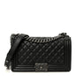 Calfskin Quilted Medium Boy Flap Black
