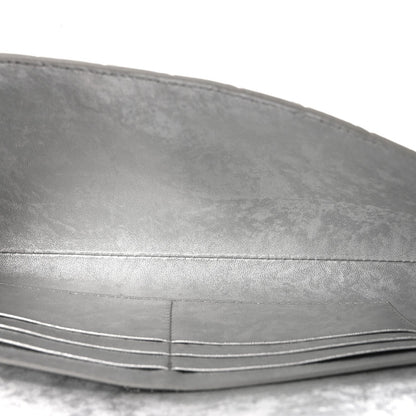 Metallic Lambskin Intrecciato Long Andiamo Top Handle Clutch Silver