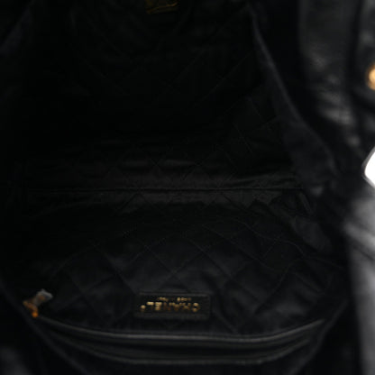 Shiny Calfskin Quilted Small Chanel 22 Black