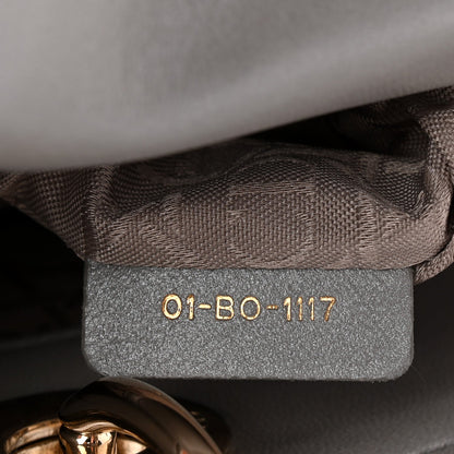 Metallic Lambskin Cannage Mini Lady Dior Grey