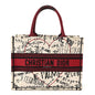 Canvas Embroidered Medium Dioramour Graffiti Book Tote Latte Multicolor