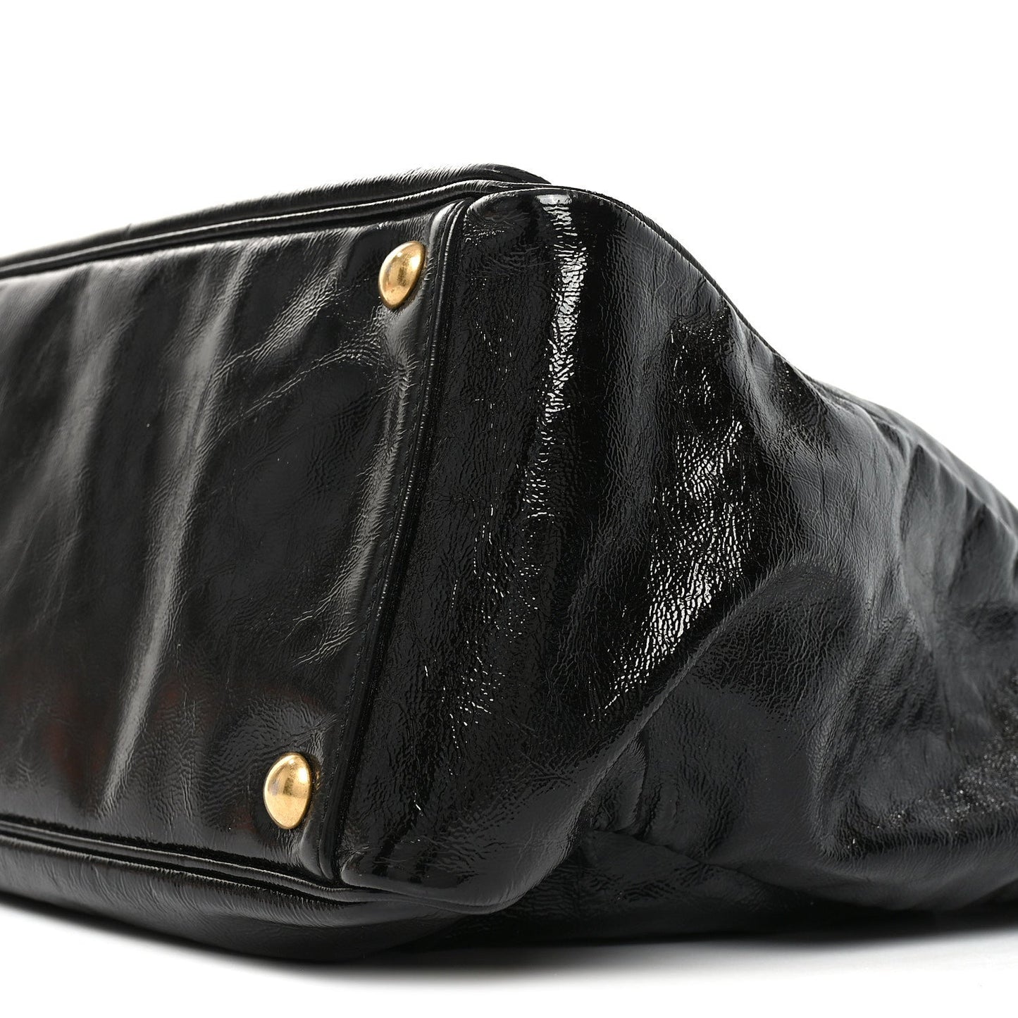 Textured Patent Y-Mail Tote Black