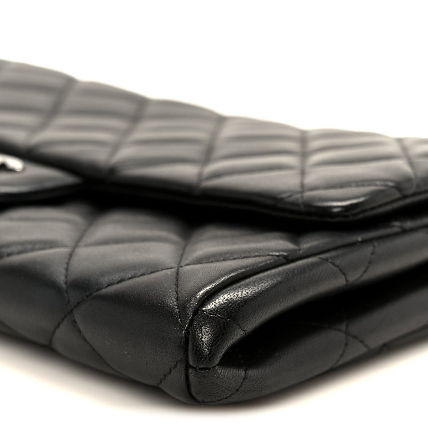 Lambskin Quilted Clutch With Chain Flap Black