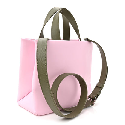 Calfskin Mini Shopper Tote Khaki Green Pink